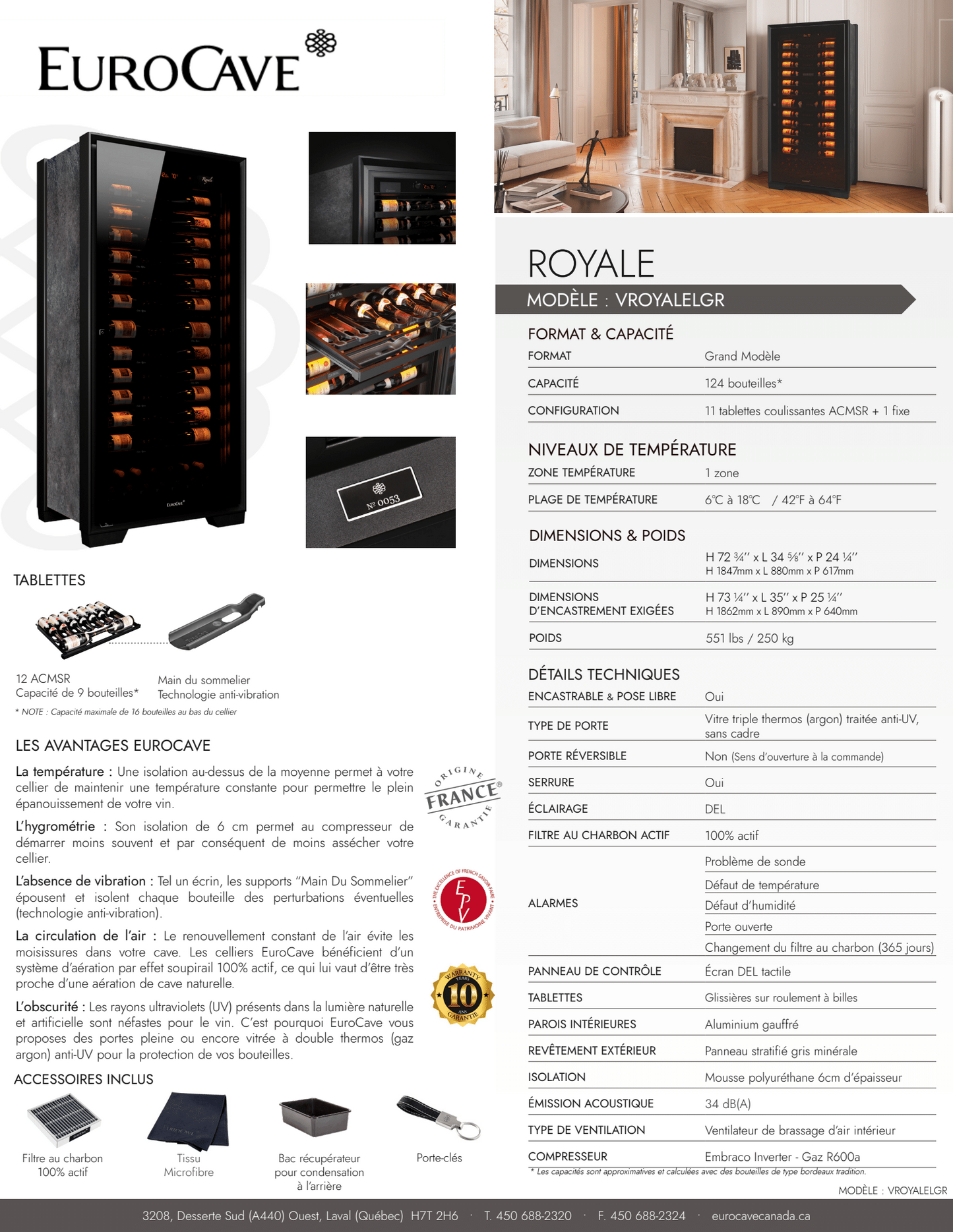 THE World's Best Wine Cellar - Royale by EuroCave - 124 Bottles