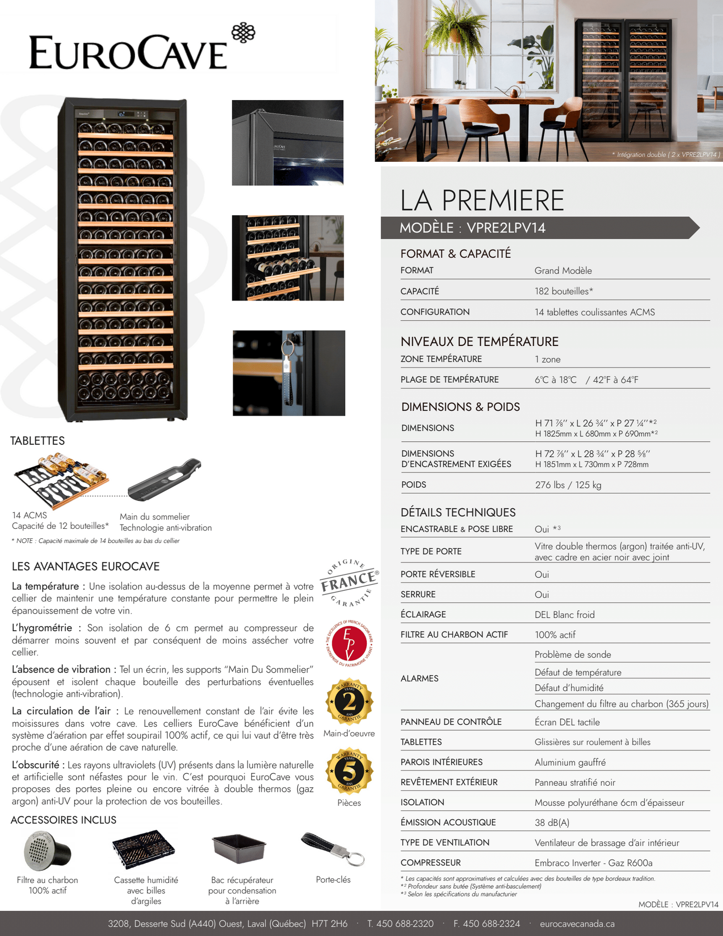 EuroCave La Première Cellar - Large Model - 182 Bottles