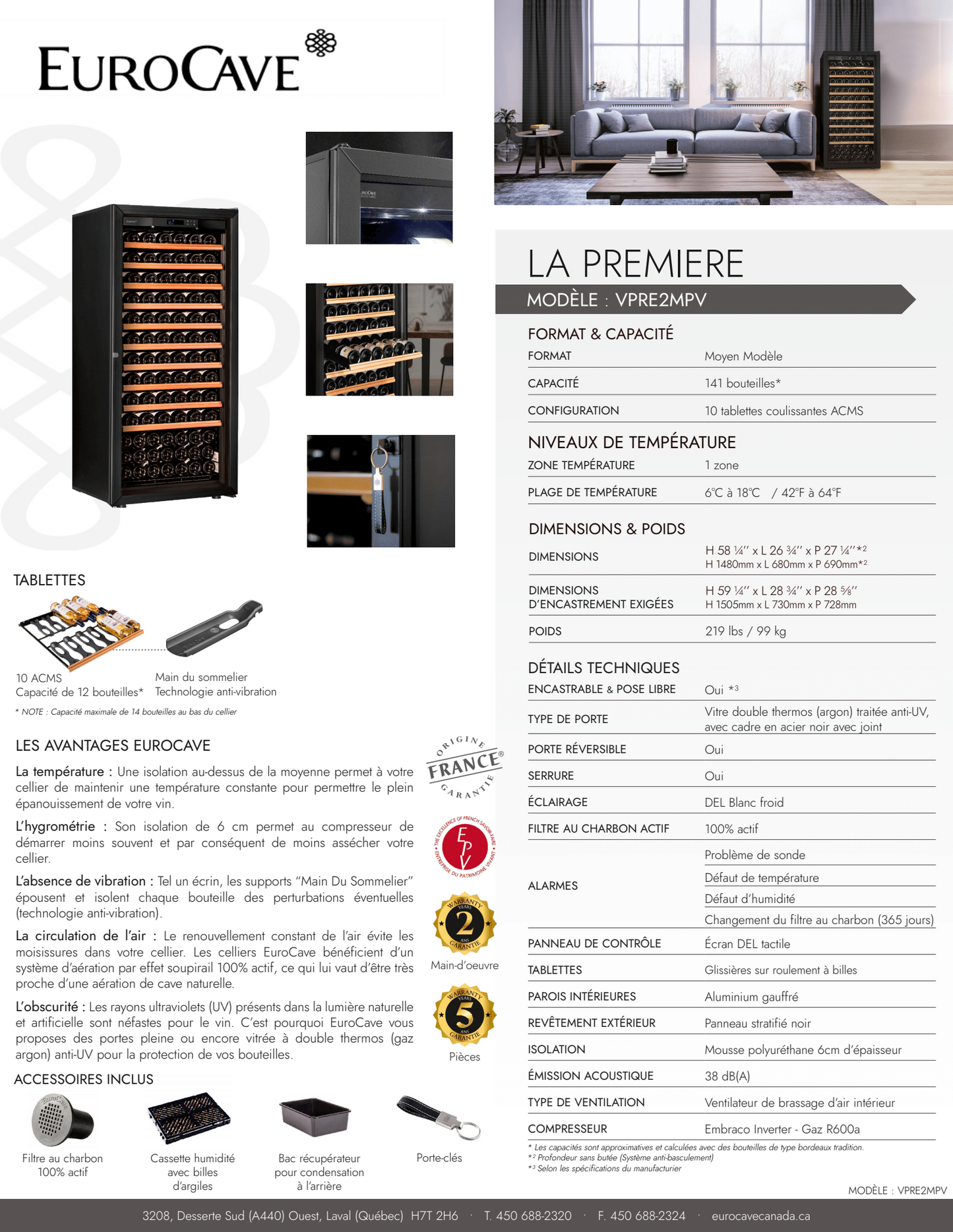 EuroCave La Première Cellar - Medium Model - 141 Bottles