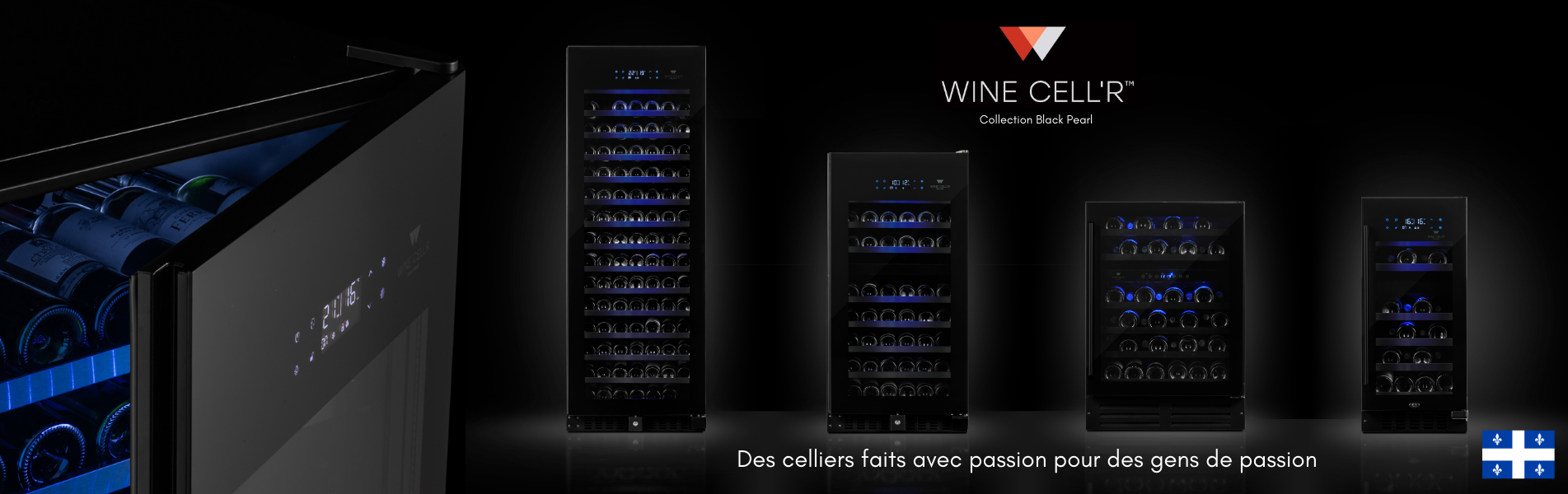 Série Black Pearl Cellier à double zone pour 388 bouteilles - Cellier Dépot 