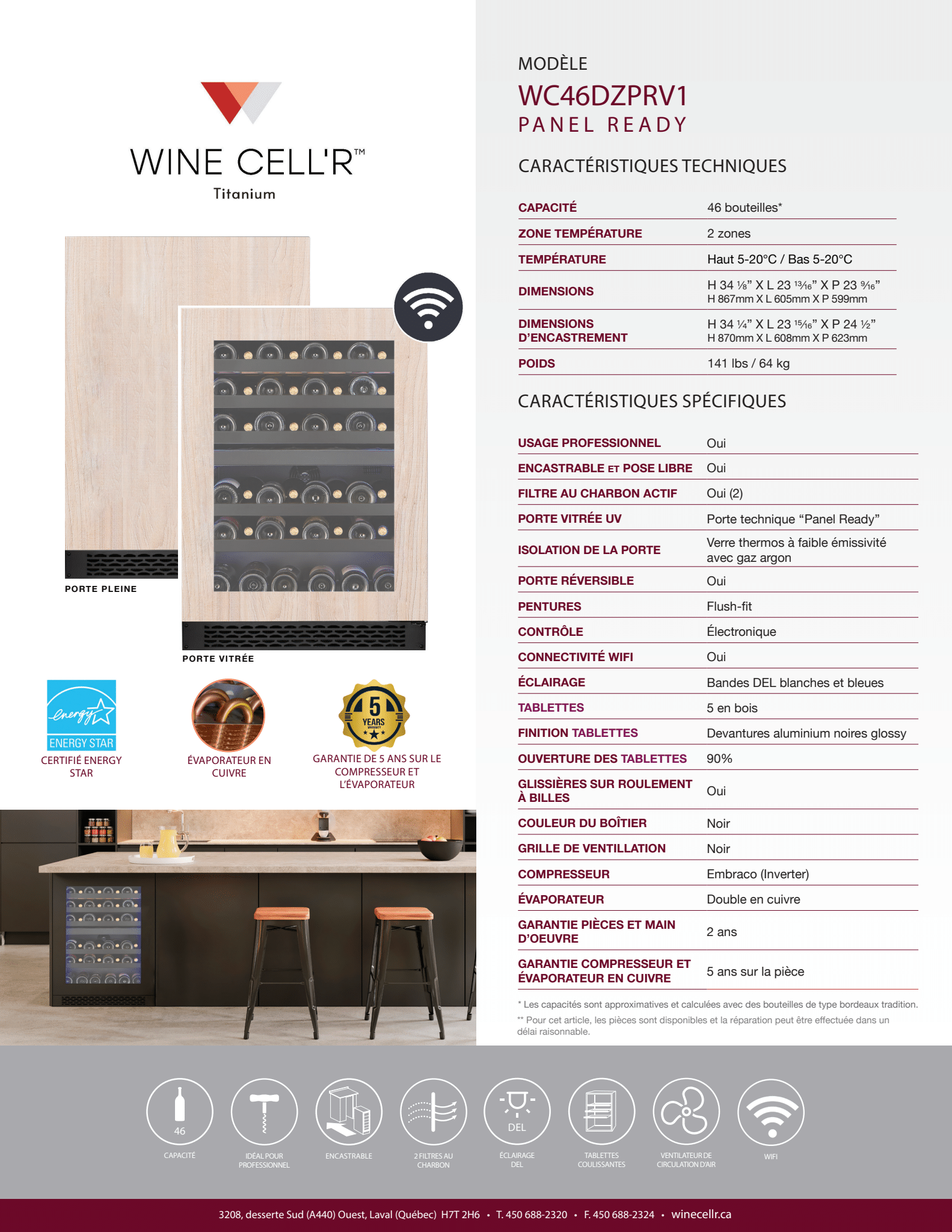 Wine Cell'R 46 Bouteilles Titanium Collection - Cellier Dépot 