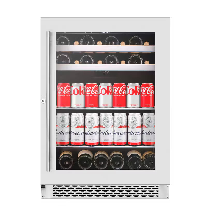 Refroidisseur à vin et boissons 2 zones — cellier encastrable moderne avec porte vitrée en inox, Cellier Dépôt Montréal