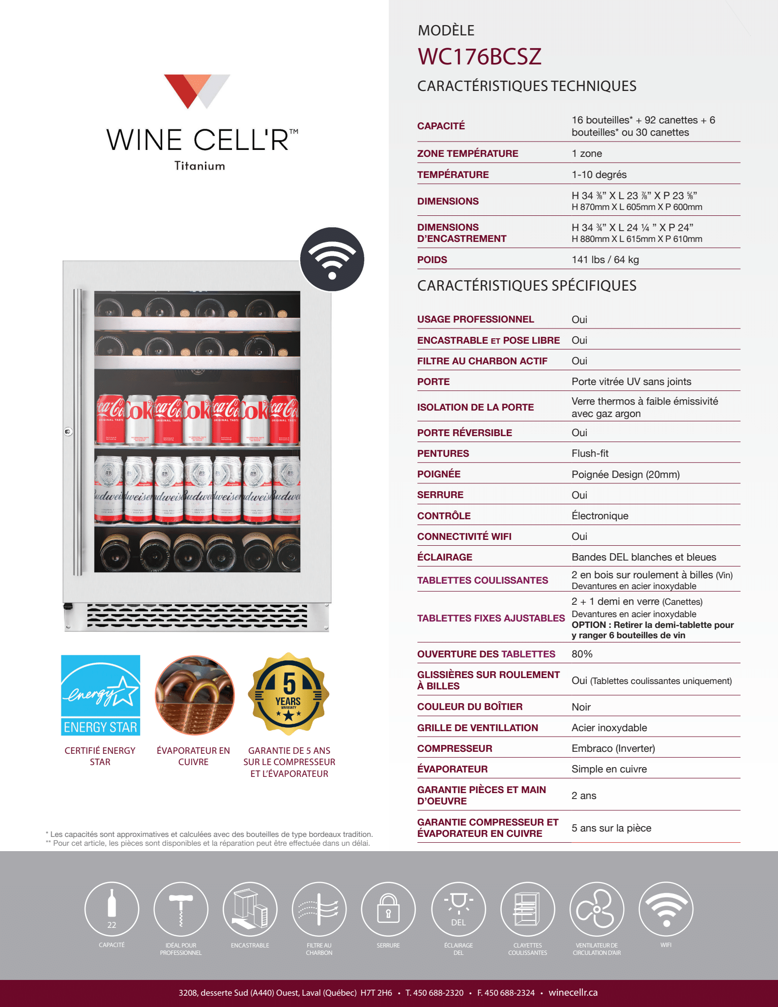 Cellier Wine Cell'R 16 bouteilles Collection Titane - Cellier Dépot 